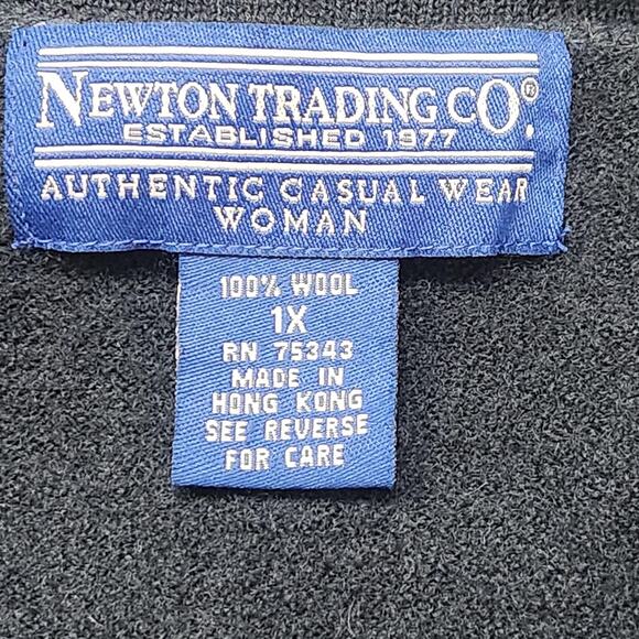 NEWTON TRADING CO Sweater Womens 1X Wool Cardigan Embroidered Leaves Floral - Picture 9 of 10